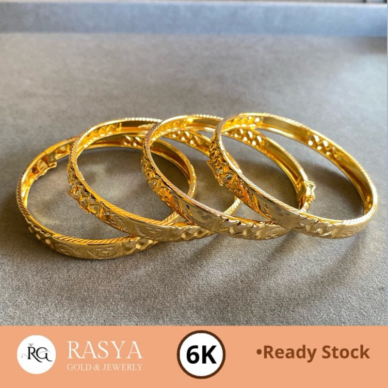 Gelang Emas Bangkok Dewasa Kadar 300 / 6K Gelang Dewasa Variasi Motif Berat 3 gr