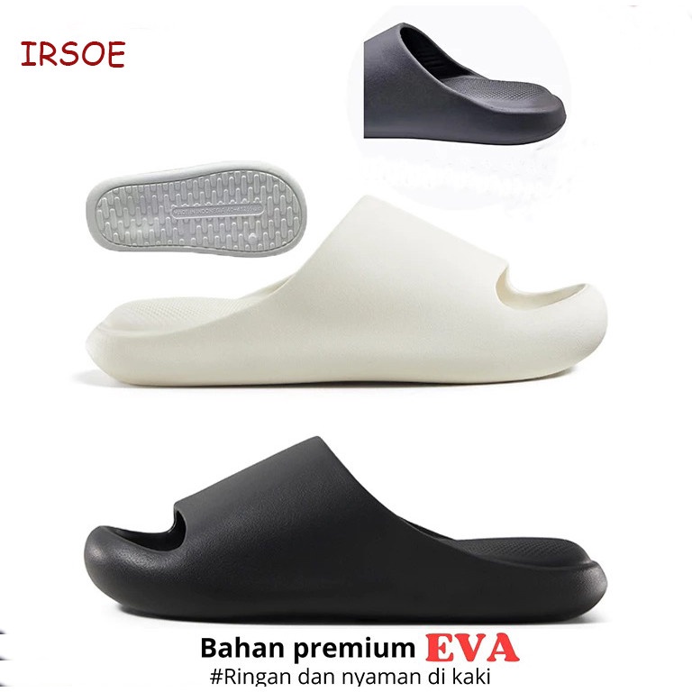 55BOOMING IRSOE 225 Sandal Pria Karet Kekinian Casual Murah Empuk Sendal Selop Pria Jelly Slip on Re