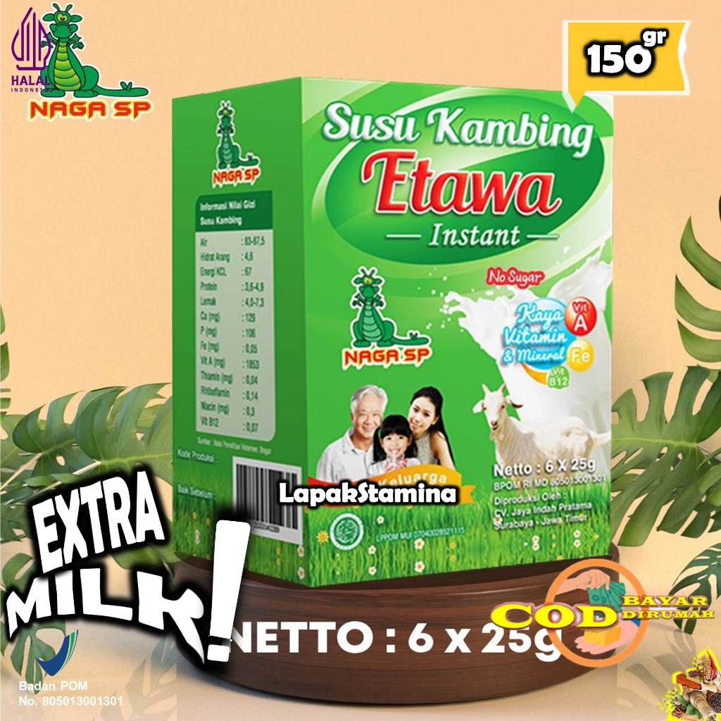 

Susu Kambing Etawa Naga SP 150g Kemasan Sachet (No Sugar)