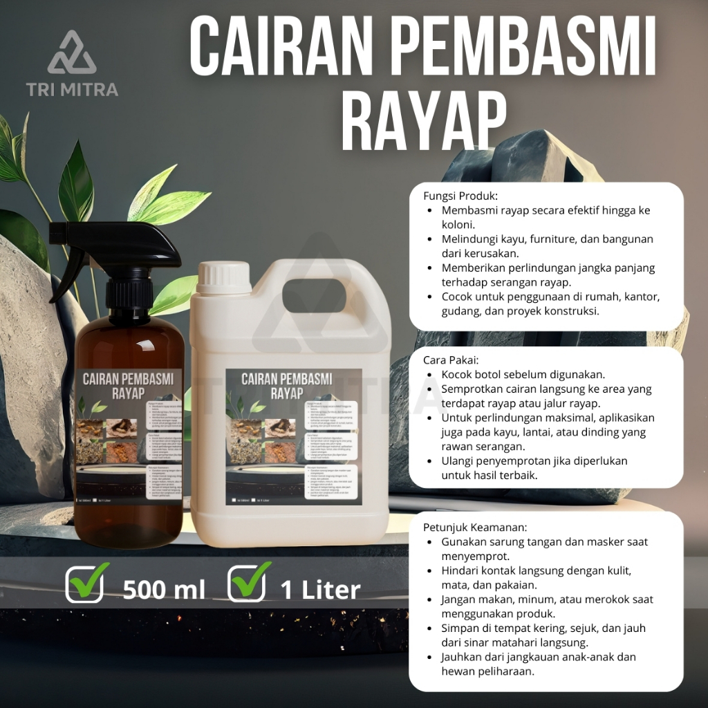 Cairan Semprot Pembasmi Rayap Ampuh | Anti Rayap Kayu & Tembok, Siap Pakai