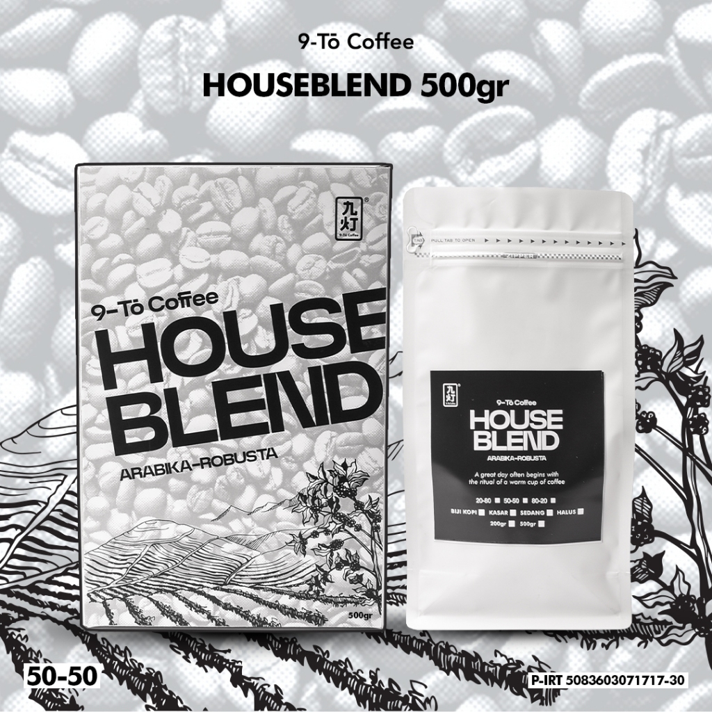 

9-To Coffee Houseblend Silver 50% Arabika 50% Robusta 500gr Biji Kopi Indonesia