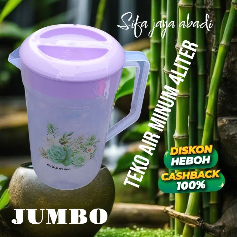 TEKO AIR MINUM JUMBO 4LITER TERMURAH TEKO AIR/TEKO PLASTIK JUMBO/TEKO BESAR/TEKO BESAR/TEMPAT MINUM