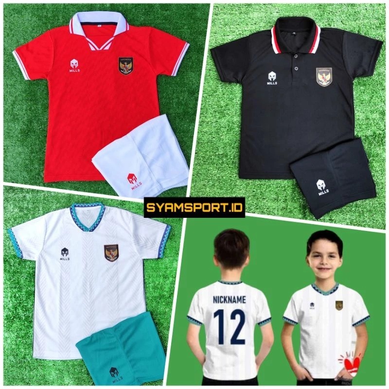 Premium Jersey Timnas Indonesia MILS 2023 Anak-Anak Sampai Remaja Grade A Usia 1-12 Tahun (Baju+Cela