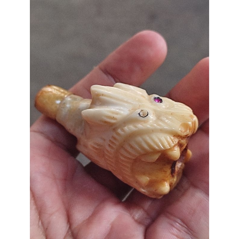 Pipa Tulang Gajah Antik Motif Ukir Naga