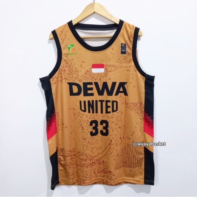 JERSEY BASKET IBL REPRO DEWA UNITED #33 ARKI WISNU - GOLD
