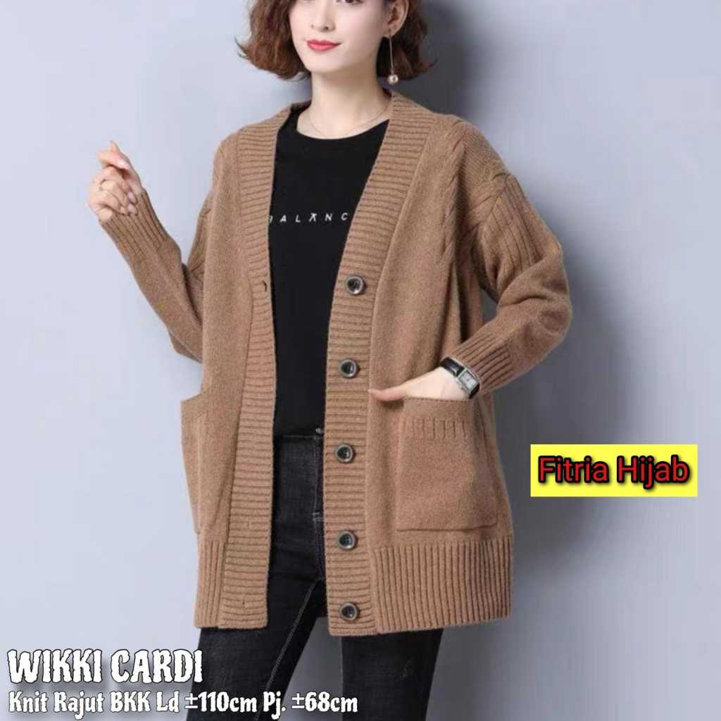 Wiki cardigan sweater knit rajut wanita ld 110 polos korean style premium jumbo ori bkk terbaru 2025