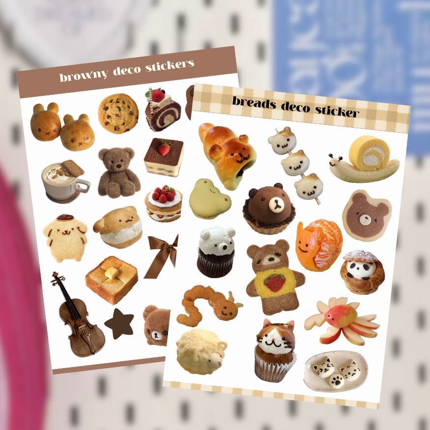 

BREAD BROWNY DECO STICKERS SHEET FOR JOURNALING
