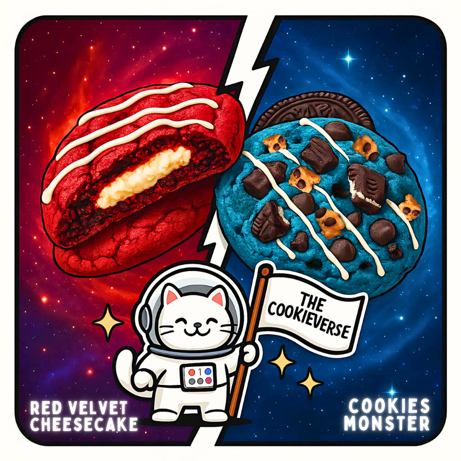 

Red velvet strawberry cheesecake cookies / Cookie monster cookies