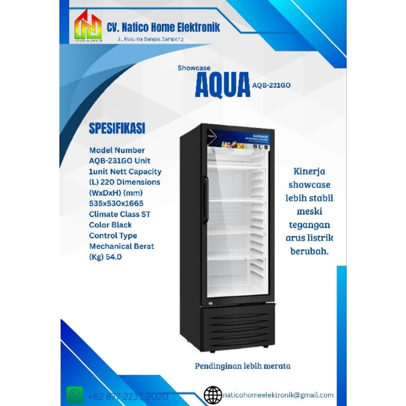 SHOWCASE AQUA AQB-231GO/PENDINGIN