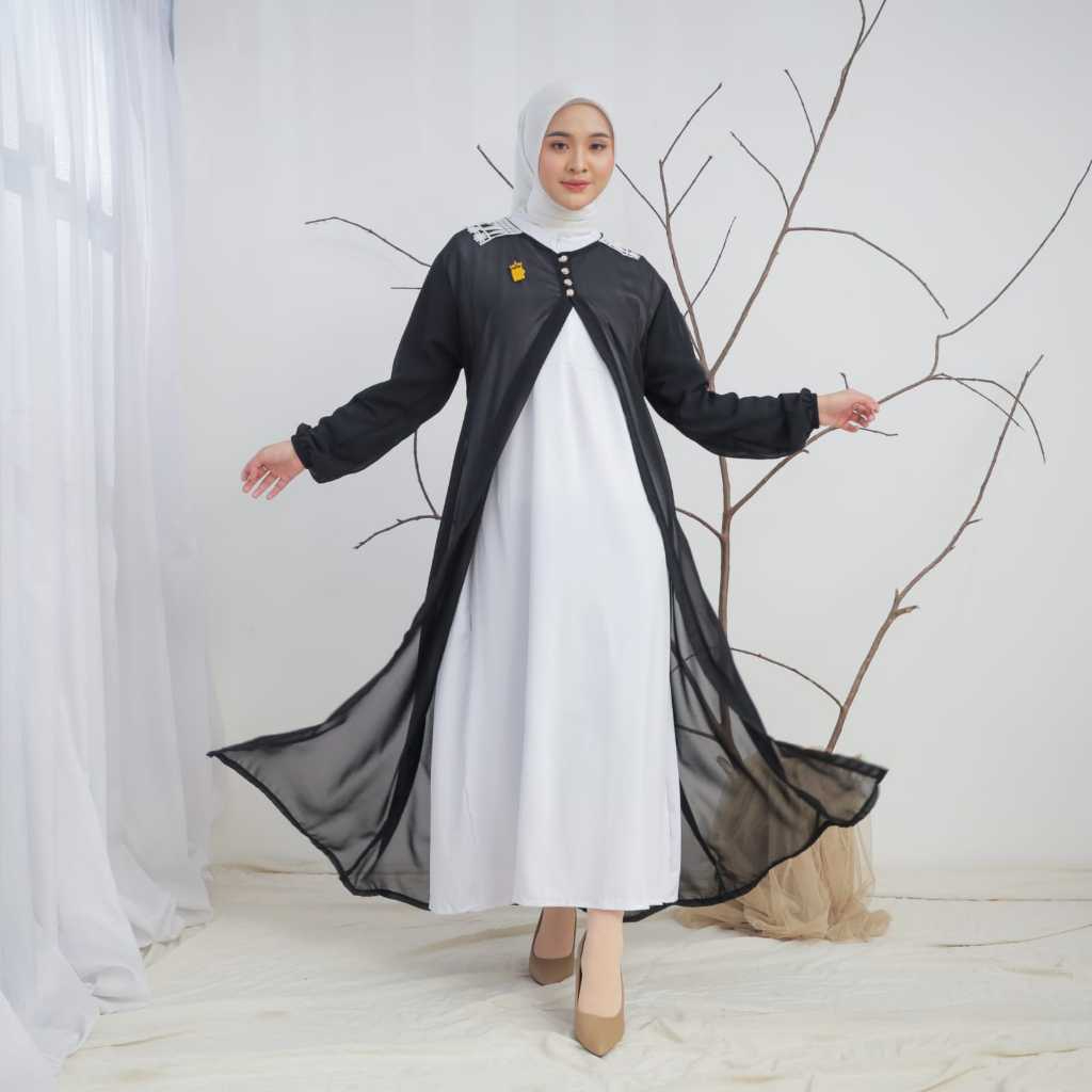 Hafizah Dress Outer Ceruti Inner Jersy Premium Fashion Muslim Wanita By Hallovin