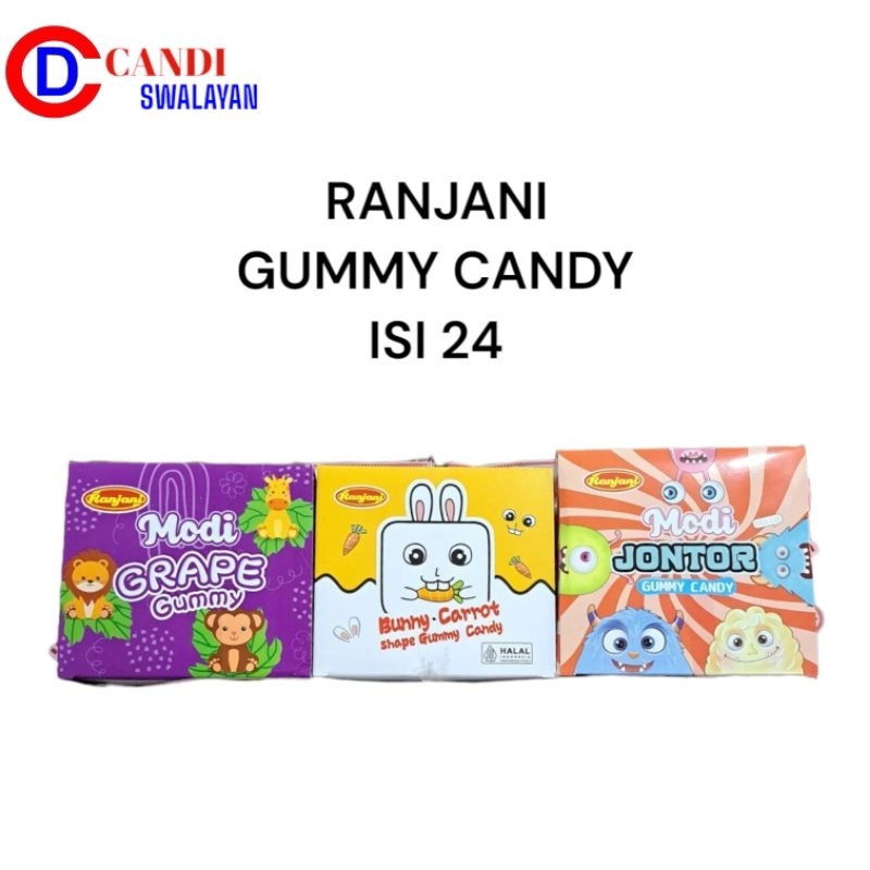 

RANJANI Gummy Candy Isi 24 Bunny Carrot | Modi Grape | Modi Jontor