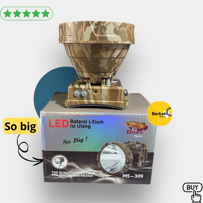 Dony Senter Kepala Cas Dony Ms 309 Sobig 30WATT Super Terang / senter kepala dony ms309 loreng