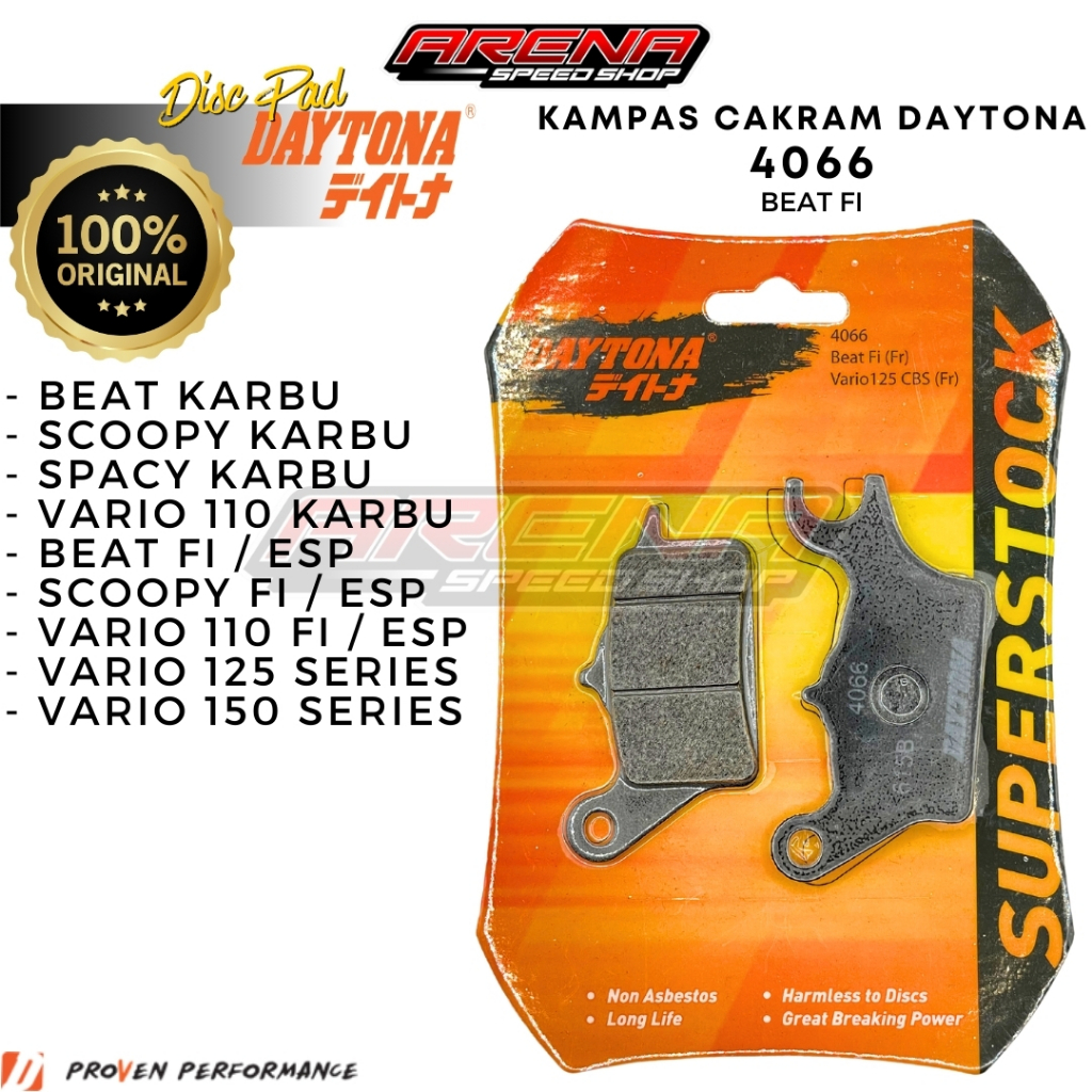 DAYTONA 4066 Superstock Discpad Beat Kampas Rem Depan Vario 125 CBS Beat Fi Scoopy ESP