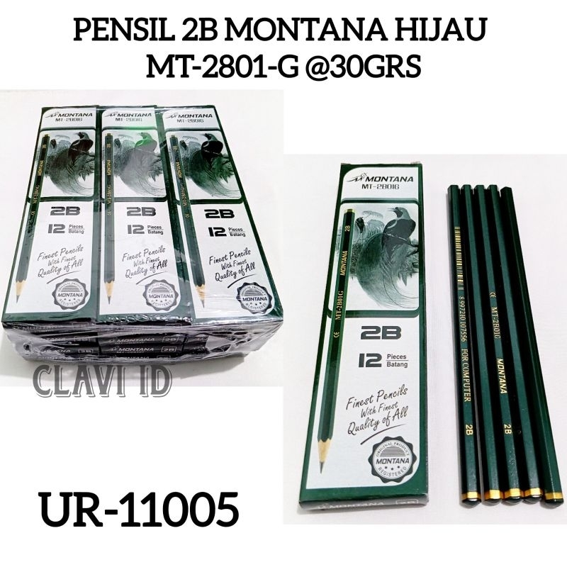 

ISI 12 PCS PENSIL 2B MONTANA /PENSIL 2B MURAH MONTANA HIJAU