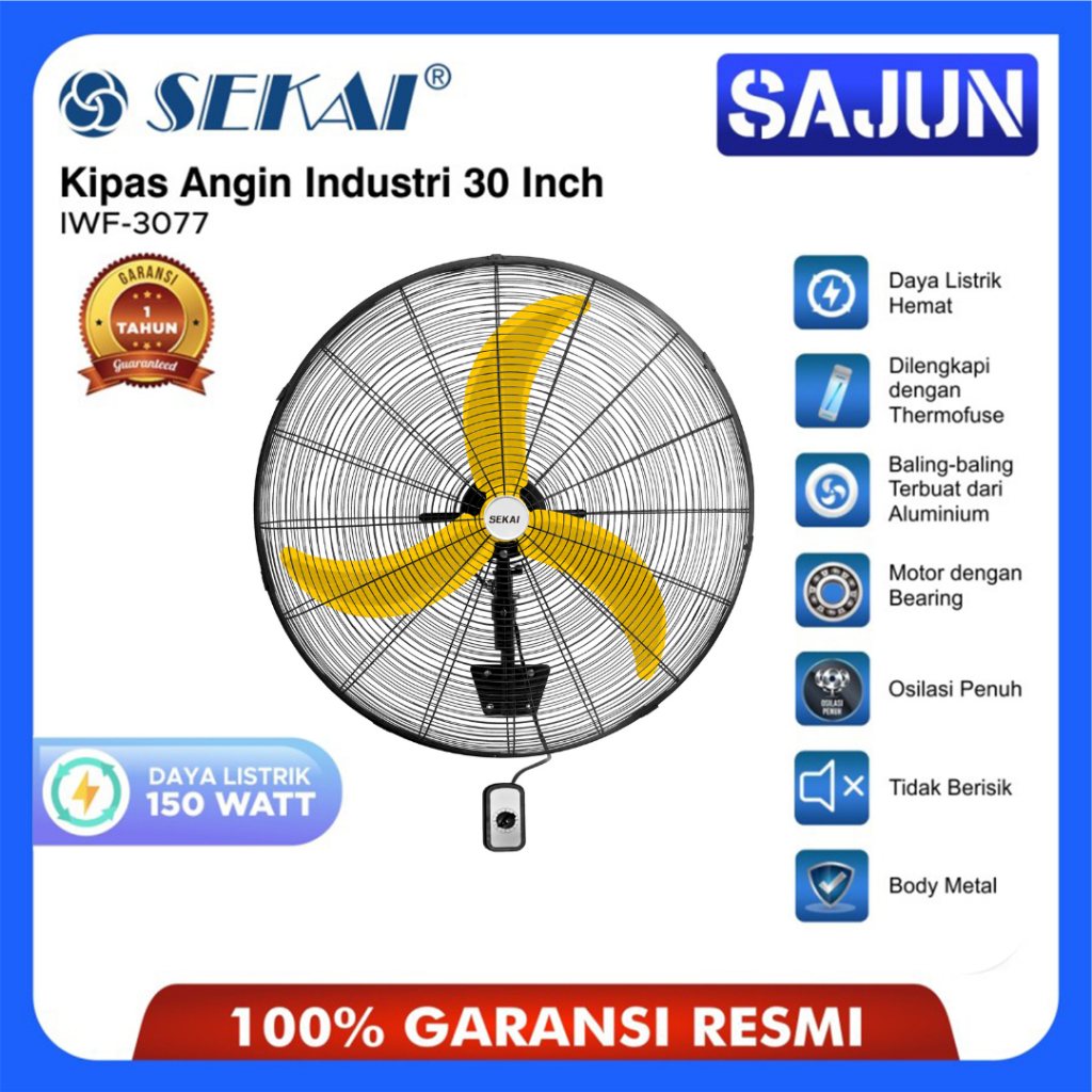 SEKAI 30 Inch Kipas Angin Dinding Industri IWF 3077 / IWF3077