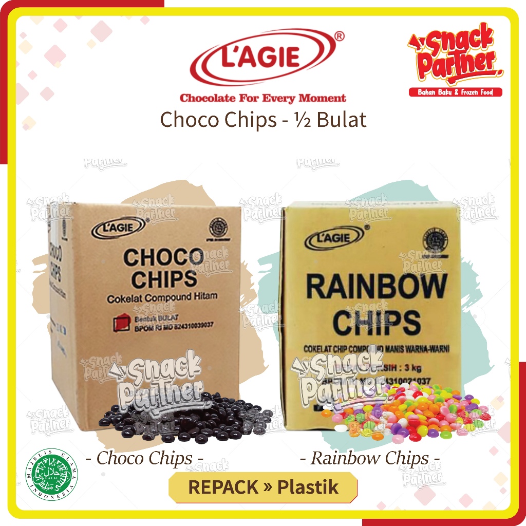 

LAGIE / L'AGIE Choco Chips REPACK 100 GR 200 500 GR - 1/2 Setengah Bulat - Topping Taburan Tabur Cake Biskuit / Biscuit Chocolate Coklat Cokelat, Donat Donut - Toping Kerucut Chocochips Chocochip Chip Mini Pelangi Warna-Warni