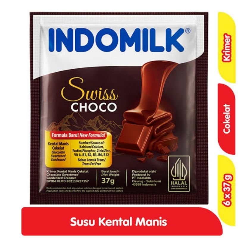 

SUSU INDOMILK COKLAT SWISS CHOCO SACHET SATU RENTENG ISI 6 BUNGKUS 47g