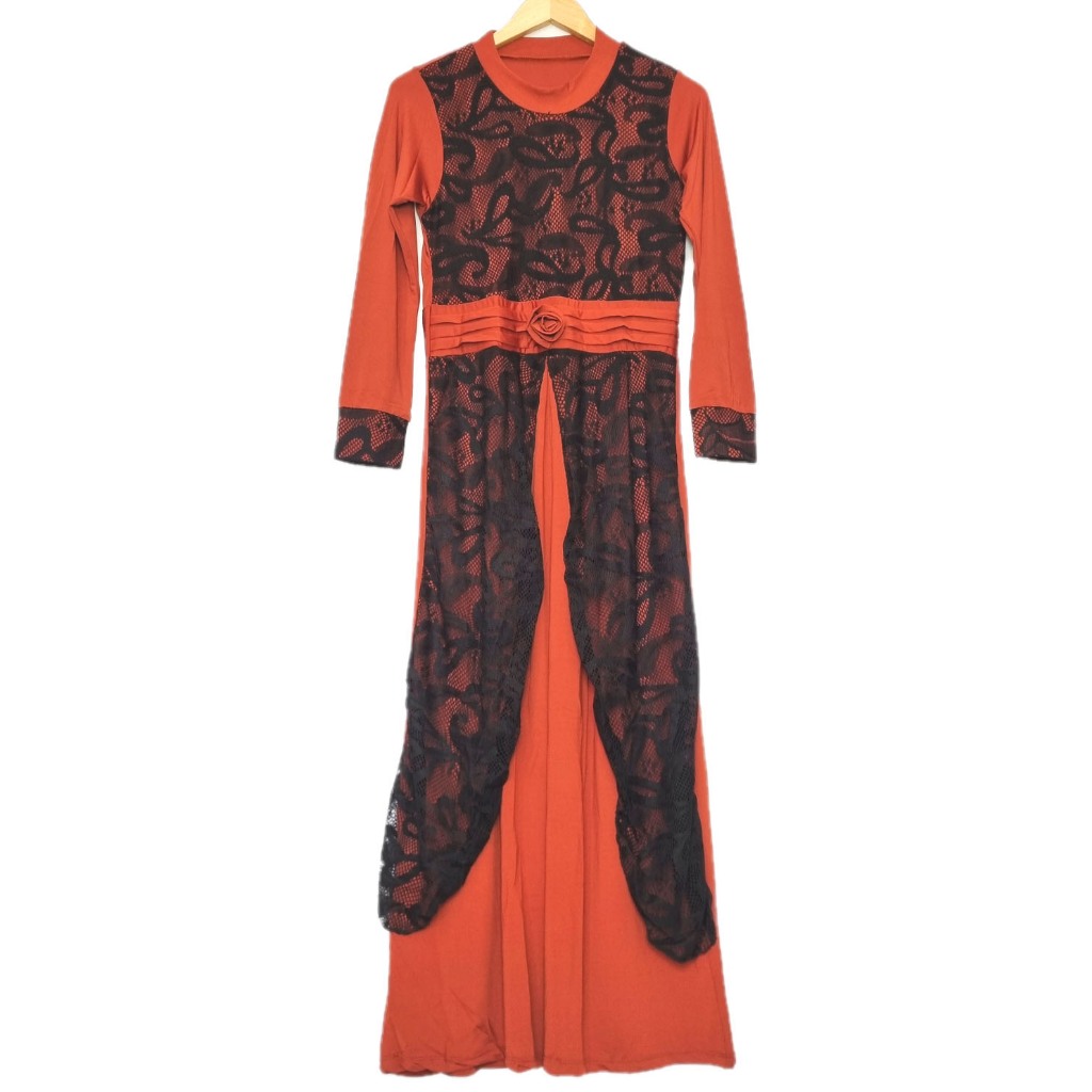 Iyesh 0026 Busana Baju Pakaian Fashion Muslim Wanita Maxi Tiara Gamis Dress Lengan Panjang Jersey Br