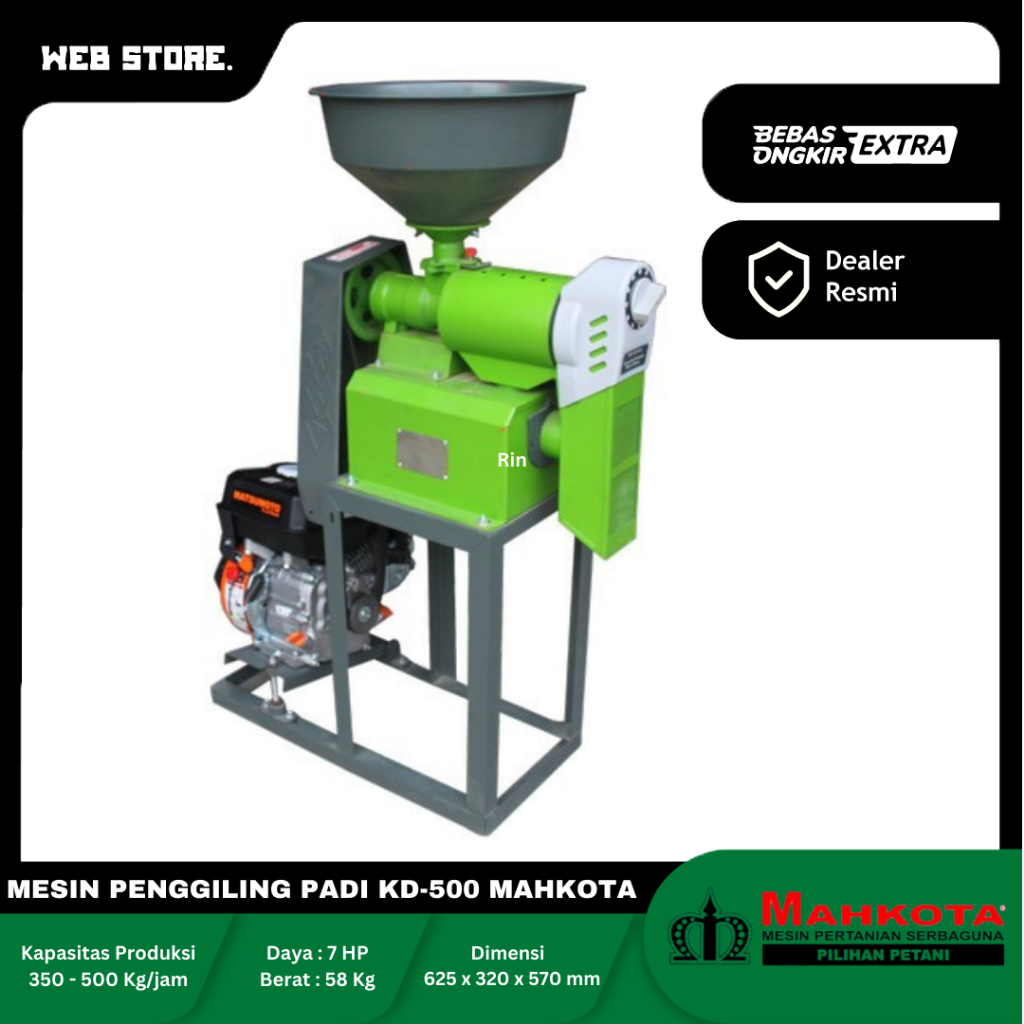 Mesin Giling Penggiling Padi Mini Portabel KD-500 Mahkota