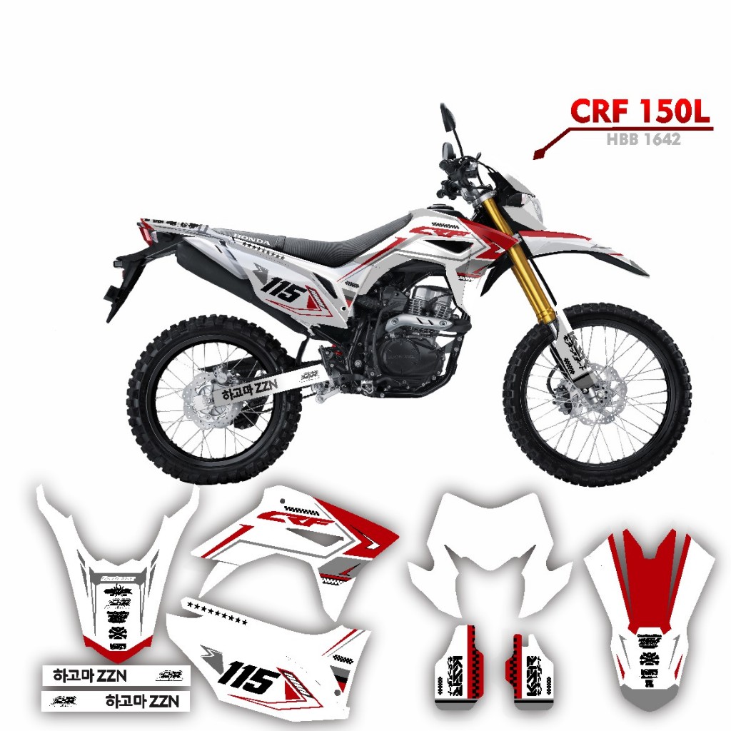 Decal Sticker CRF motif supermoto hitam putih merah