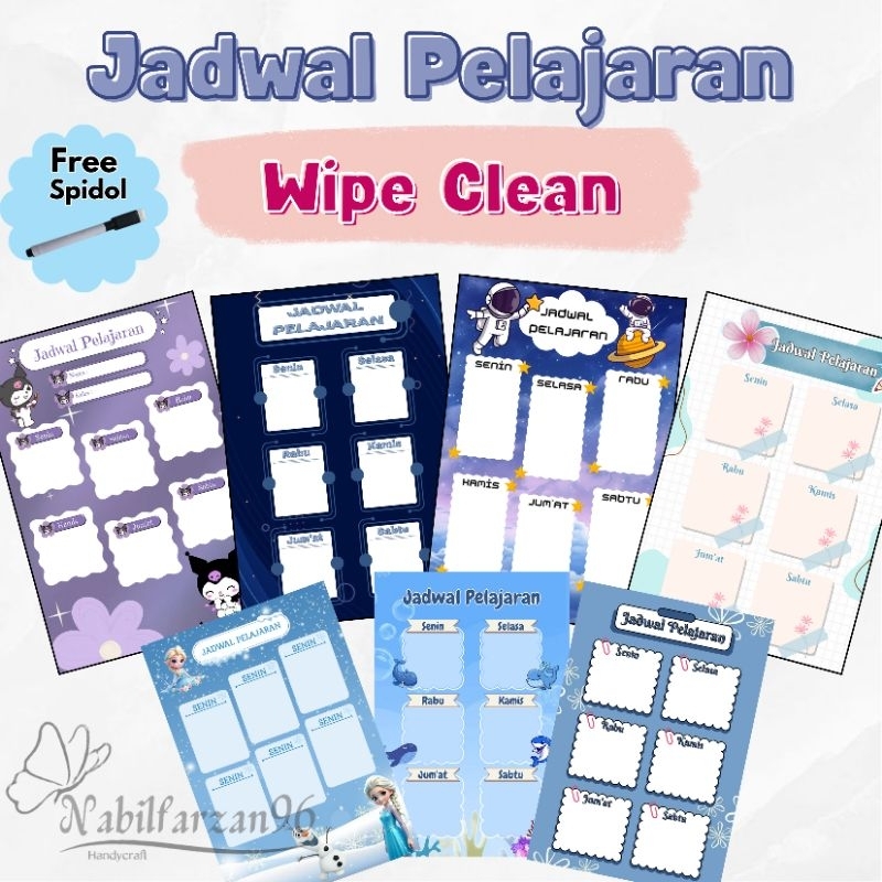 

Poster Jadwal Pelajaran Wipe & Clean
