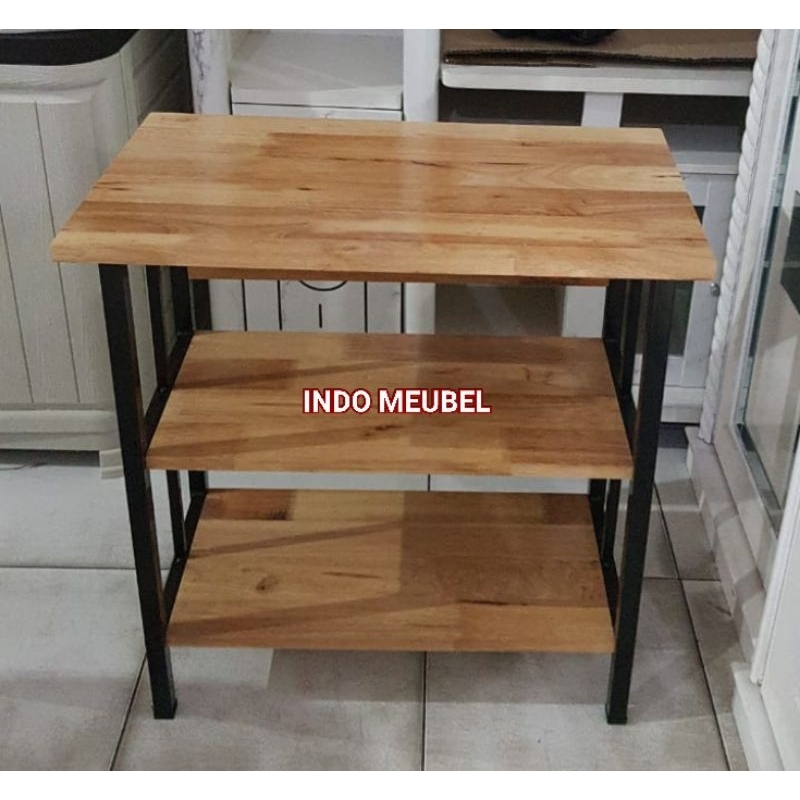 Rak TV Kayu / Meja Kompor Kayu Kaki Besi