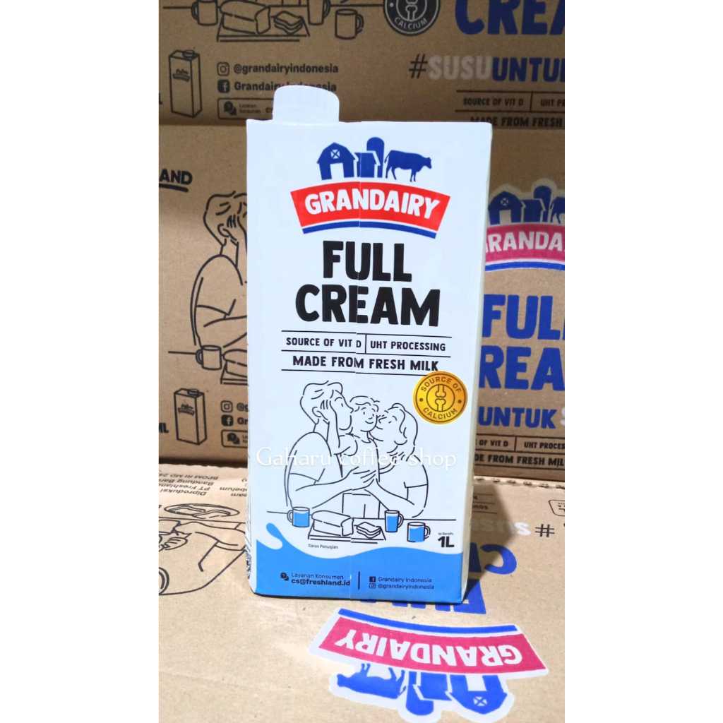 

Susu UHT Grandairy Full Cream 1 Liter Cair untuk Cafe dan Campuran Minuman Kekinian