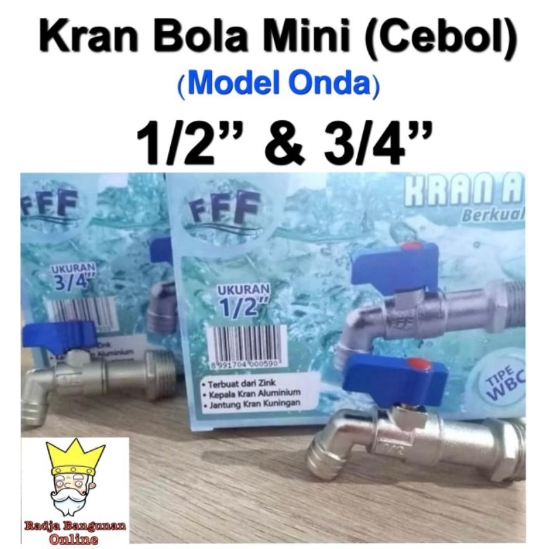 KRAN AIR TEMBOK MODEL ONDA 1/2" & 3/4" BODY PANJANG / KERAN AIR BABET / KRAN TEMBOK BABET / KRAN MIN