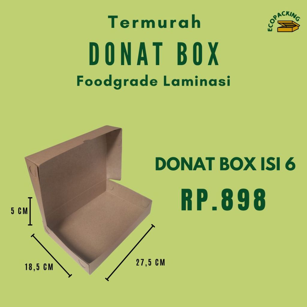 DUS DONAT ISI 6 /BOX KUE / ROTI / BROWNIES / DONUT / BOMBOLONI (MIN 50PCS)