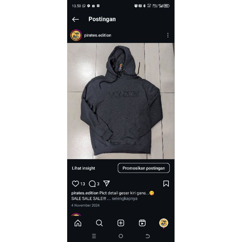SALE JAKET HOODIE VOLCOM MRN ORIGINAL M
