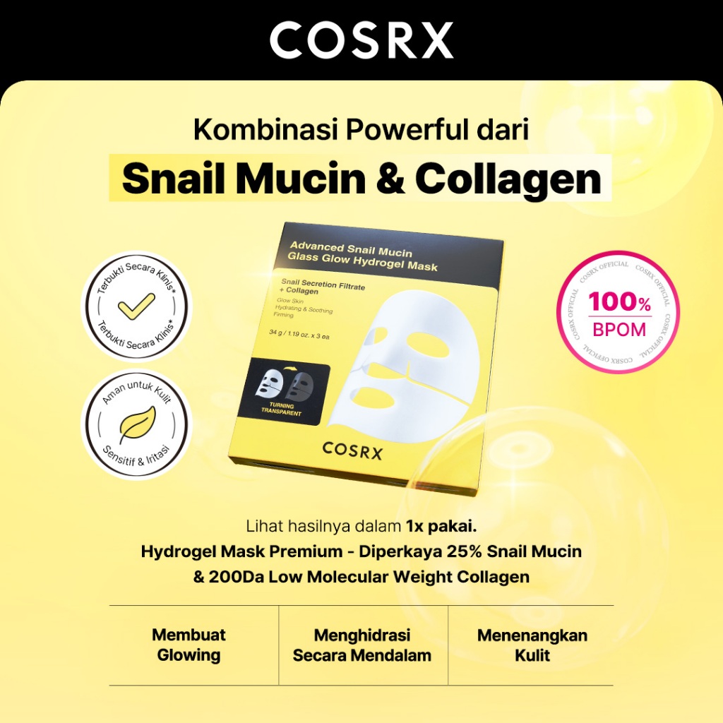 [ ISI 3 ] COSRX Advanced Snail Mucin Glass Glow Hydrogel Masker