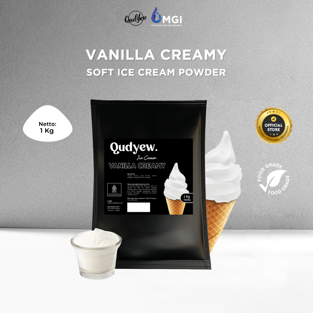 

Mutiaragemilang.id Qudyew Ice Cream Powder Vanilla Creamy Mxue 1Kg / Bubuk Es Krim 1 Kg Premix MGI