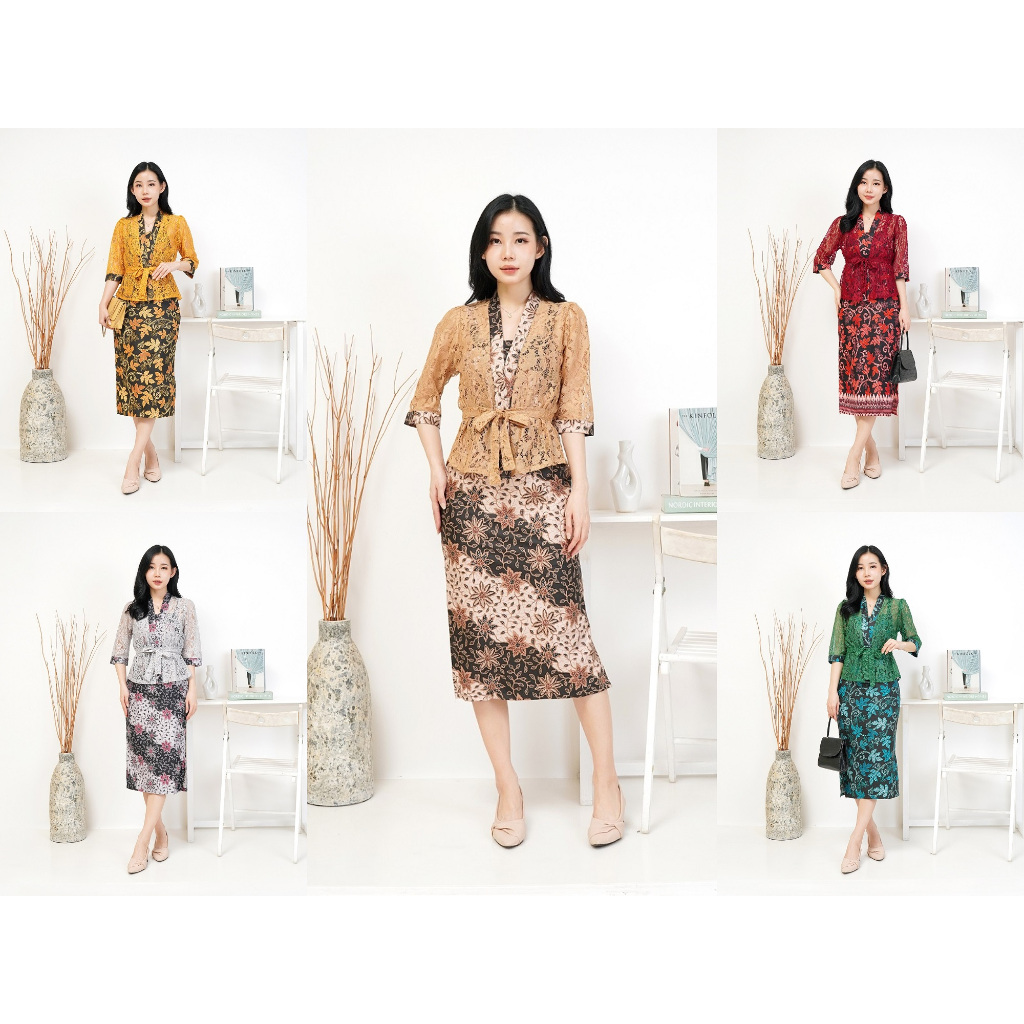 (REALPICT) Dress Brukat Batik SHOFIA / Kebaya Modern Wisuda Pesta Kondangan Wisuda