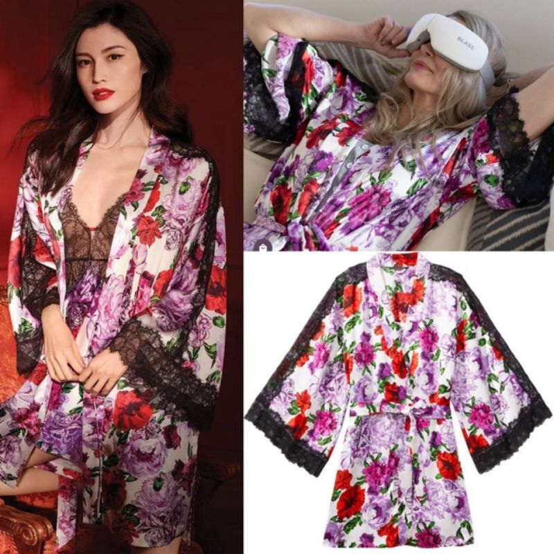 silk kimono kimono mandi kimono tidur lingerie sleepwear wanita kimono Sutra wanita