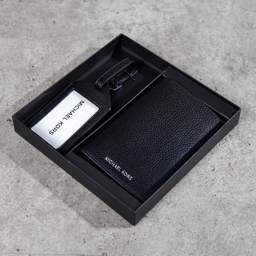 Dompet MK SILVER BLACK WALLET SET GIFT BOX 100% ORIGINAL