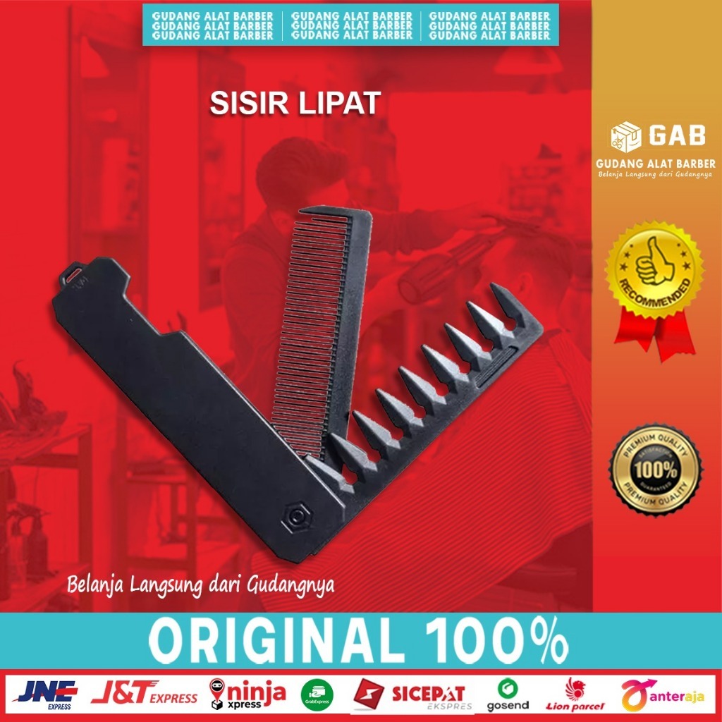 Sisir Saku Lipat 2in1 Hair Comb Sisir Rambut Sisir Styling Barbershop Salon