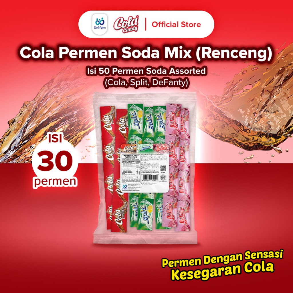 

Cola Split De Fanty Permen Soda Renceng - Soda Candy 1 Bag (Isi 30Pcs)