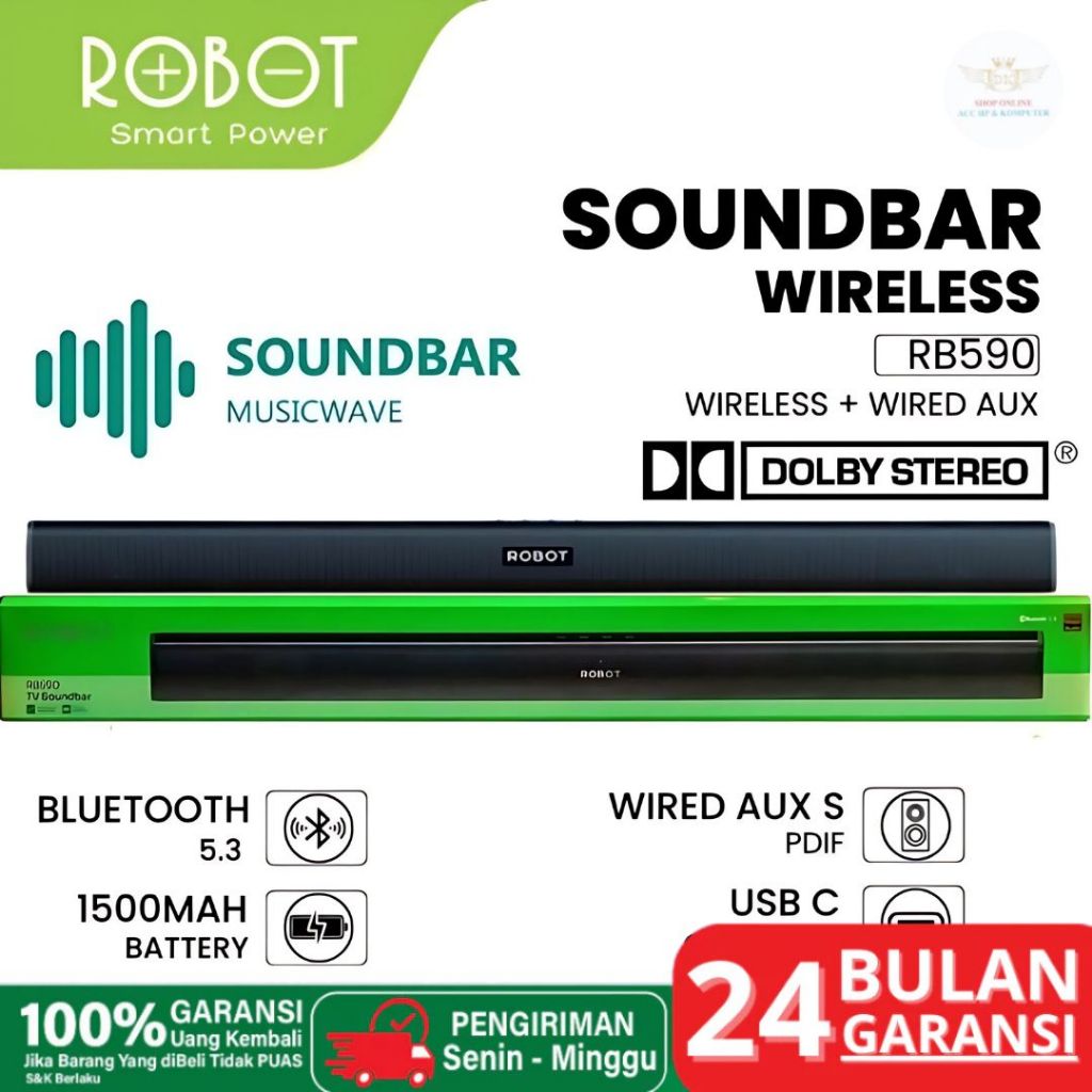 ROBOT RB590 TV SoundBar Double Bass Powerful Stereo Sound Wireless Speaker Bluetooth