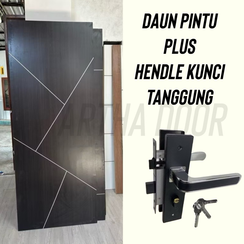 Daun Pintu Plus Set Hendle Kunci Tanggung / Pintu Kamar Minimalis Triplek HDF