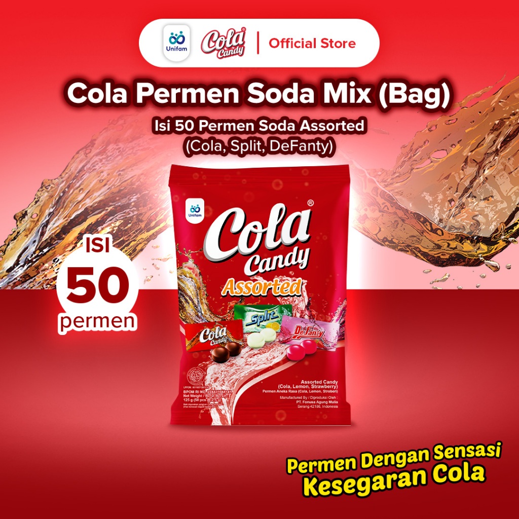 

Cola Permen Soda - Soda Candy 1 Bag (Isi 50Pcs)