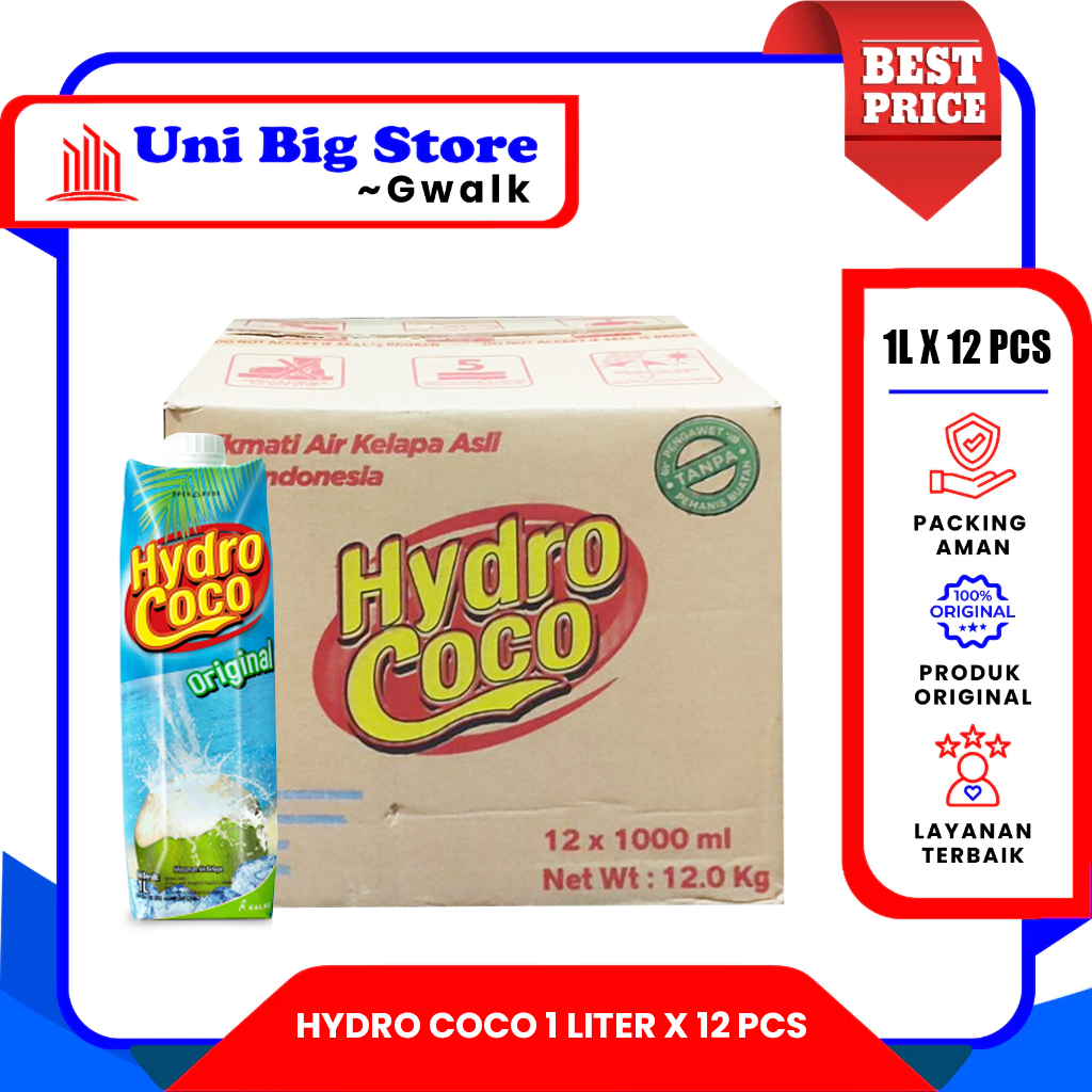 

HYDRO COCO AIR KELAPA ORIGINAL - (1 liter x 12 pcs) DUS