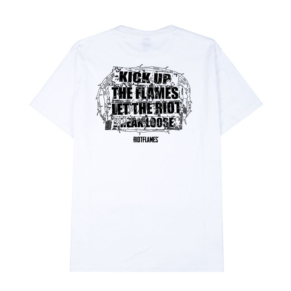 RIOT FLAMES Kaos Pria - KICK FLAMES - White