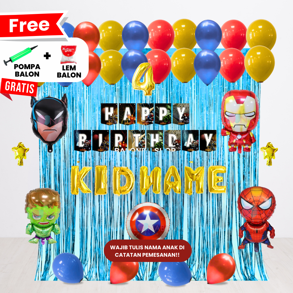 AVENGER / HERO SET DEKOR ULANG TAHUN ANAK/ DEKORASI ULTAH ANAK