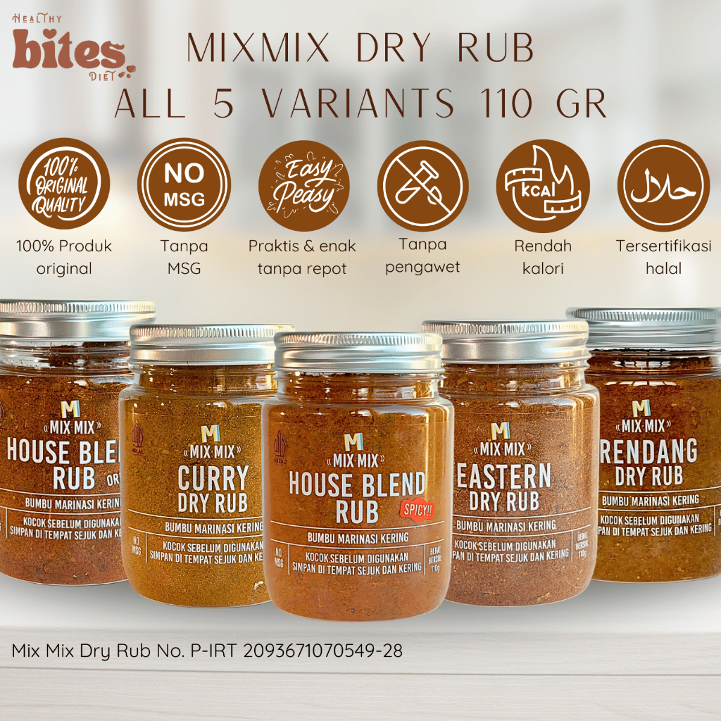 

MixMix Dry Rub 110gr | Bumbu Marinasi Instan Rendah Kalori Bubuk Bumbu Dapur Bubuk Bumbu Rempah