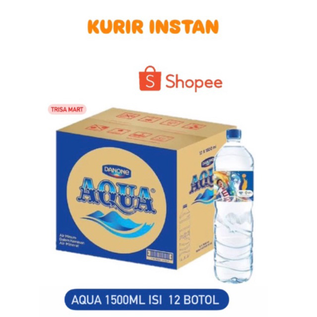 

Aqua air mineral 1500ml botol besar isi 12pcs