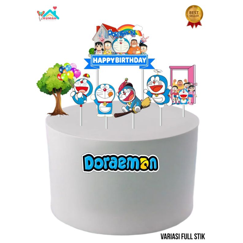 Topper Doraemon, Topper cake, Hiasan kue ulang tahun topper karakter Doraemon