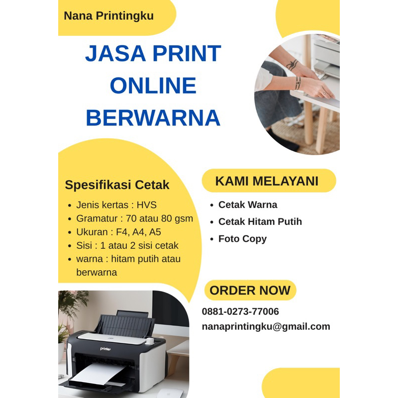 

JASA CETAK/PRINT BERWARNA, BELUM CETAK