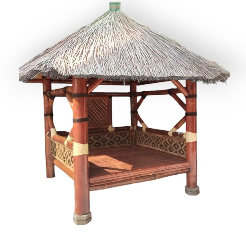 Gazebo bambu 2mx2m atap alang alang/saung bambu/Variasi BAMBU HITAM