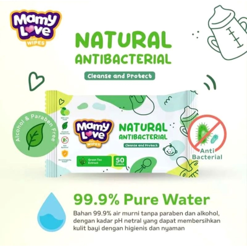 (1 Bungkus) Tisu Basah Tissue Mamy love Antibacterial