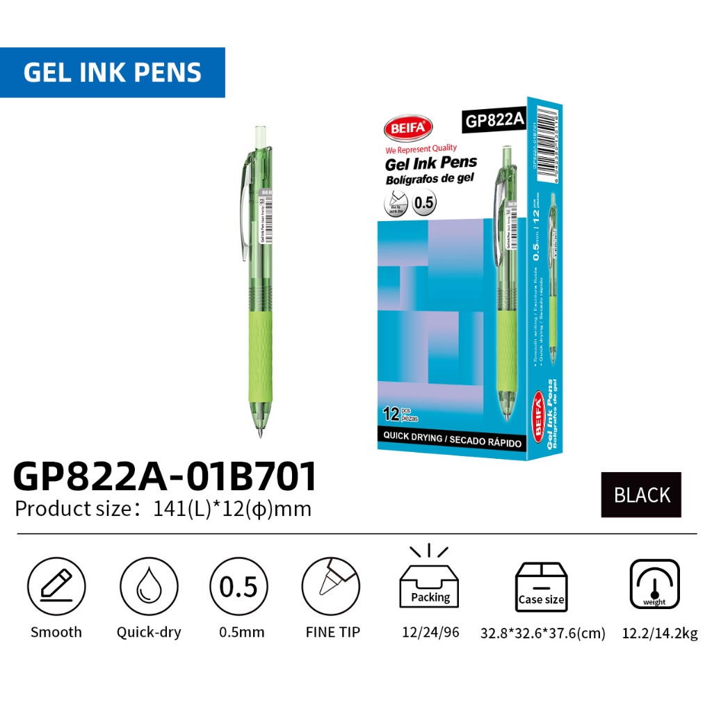 

Jual Produk Beifa Pulpen Gel GP822A Retractable Gel Pen 0.5mm, 6 Warna, Nyaman Digenggam, Tinta